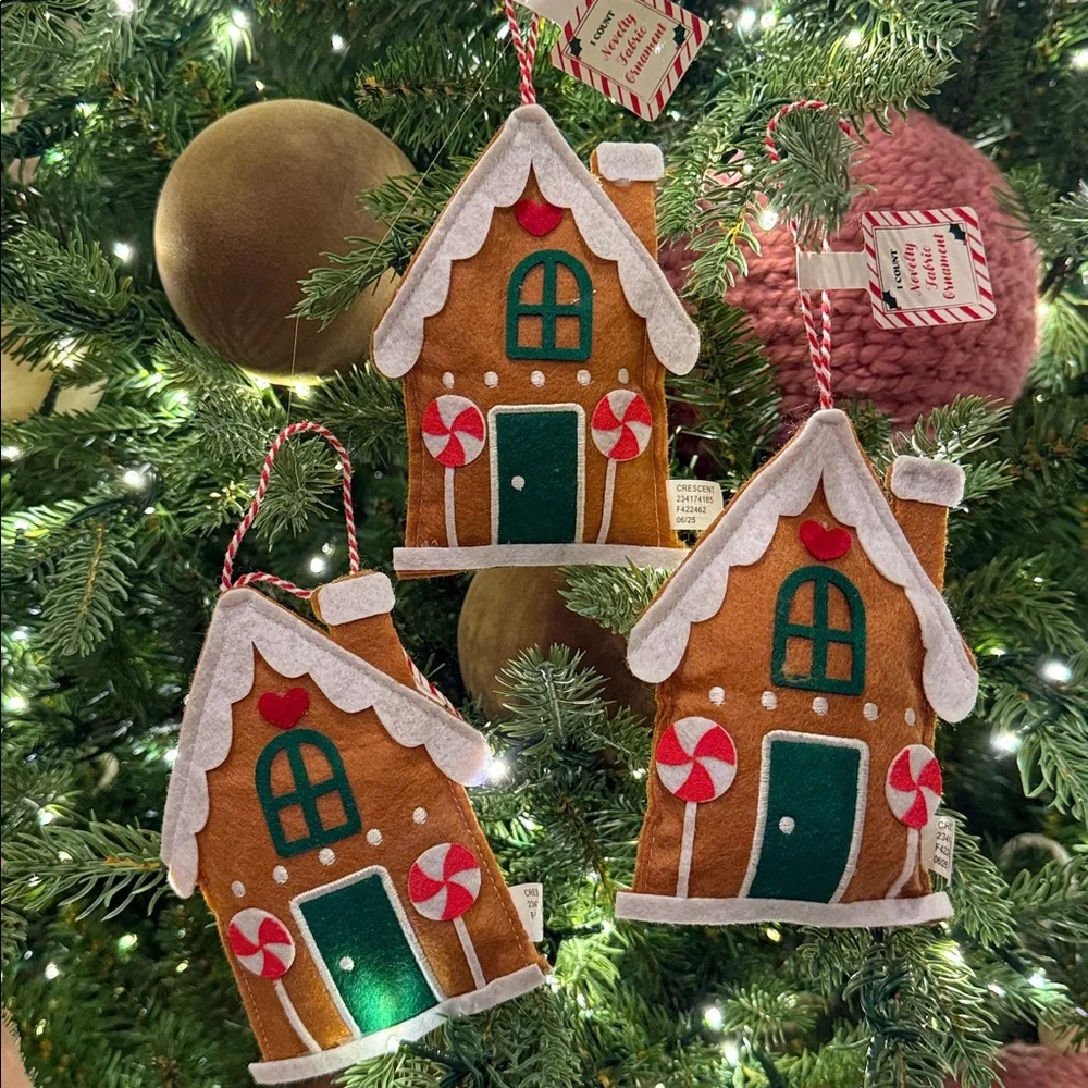 Target felt gingerbread house ornaments Christmas tree X 3 gift tags toppers
